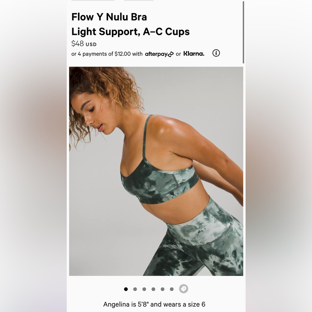 Pink Diamond Dye Lululemon Flow Y Bra Size 6